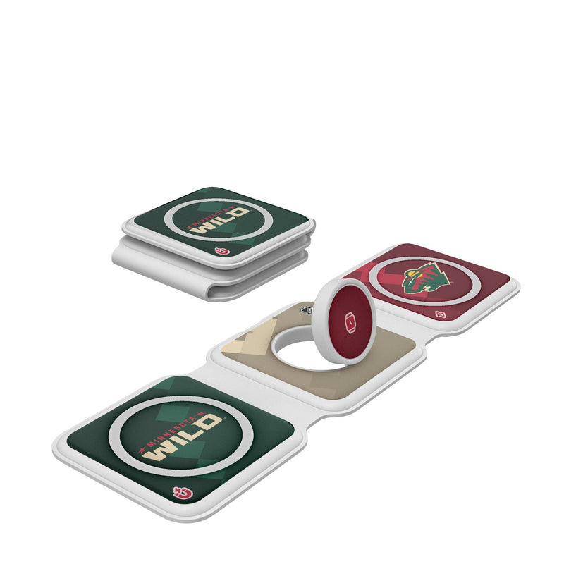 Minnesota Wild Color Block Foldable 3 in 1 Charger