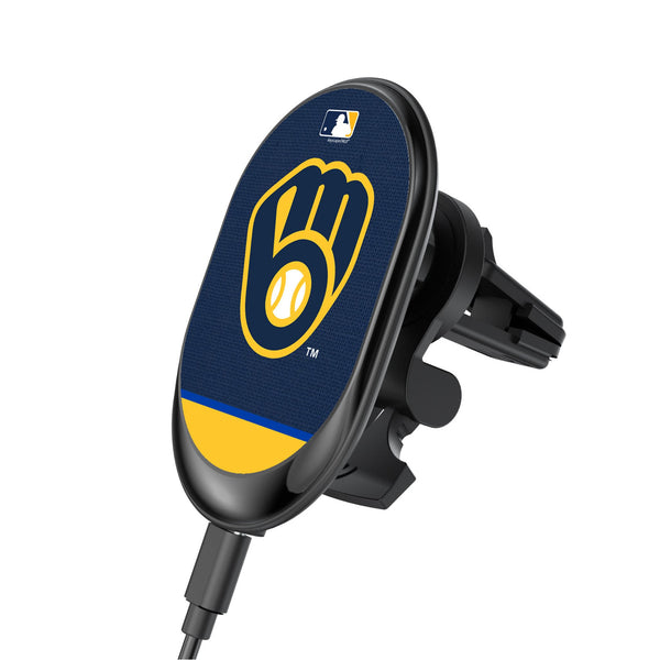 Milwaukee Brewers Endzone Solid Wireless Mag Car Charger