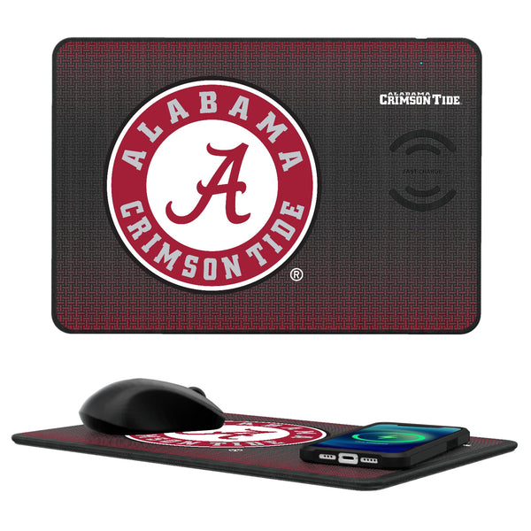 University of Alabama Crimson Tide Linen 15-Watt Wireless Charger and Mouse Pad