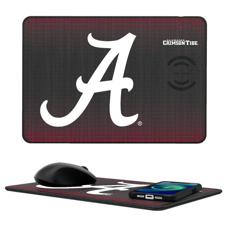 University of Alabama Crimson Tide Script A Linen 15-Watt Wireless Charger and Mouse Pad