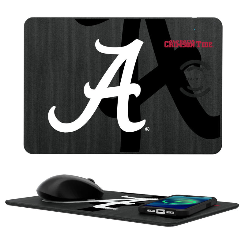 University of Alabama Crimson Tide Script A Monocolor Tilt 15-Watt Wireless Charger and Mouse Pad