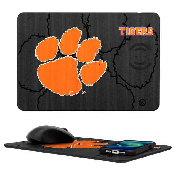 Clemson University Tigers Monocolor Tilt 15-Watt Wireless Charger and Mouse Pad