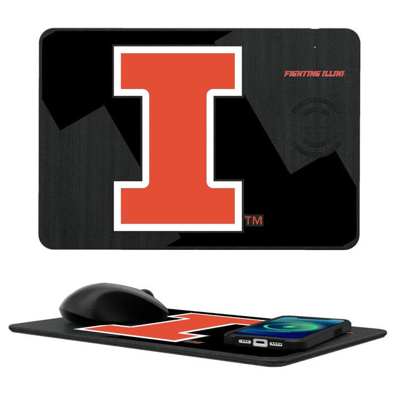 University of Illinois Fighting Illini Monocolor Tilt 15-Watt Wireless Charger and Mouse Pad