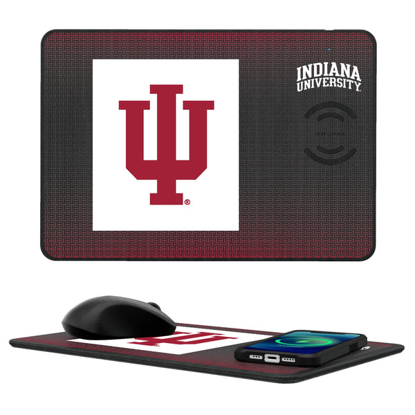 Indiana University Hoosiers Linen 15-Watt Wireless Charger and Mouse Pad