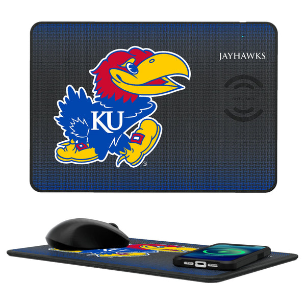 University of Kansas Jayhawks Linen 15-Watt Wireless Charger and Mouse Pad