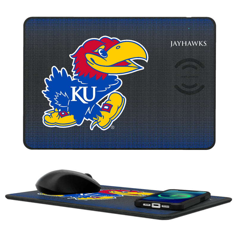 University of Kansas Jayhawks Linen 15-Watt Wireless Charger and Mouse Pad