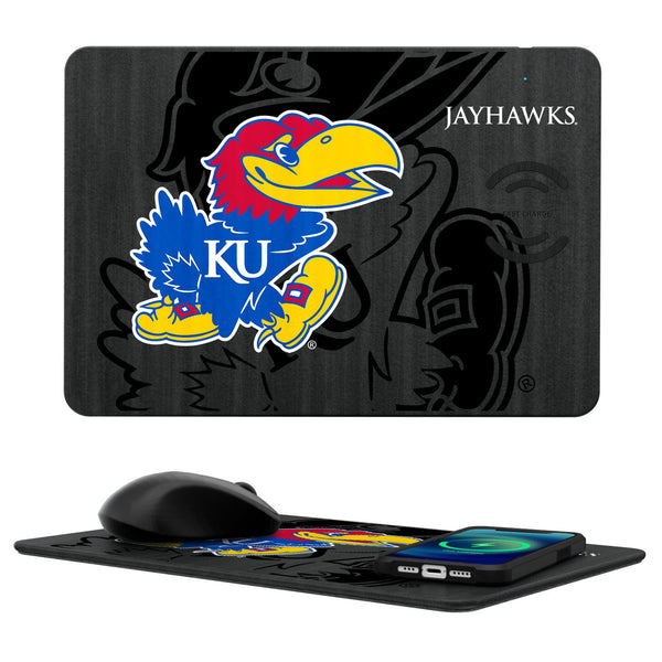 University of Kansas Jayhawks Monocolor Tilt 15-Watt Wireless Charger and Mouse Pad