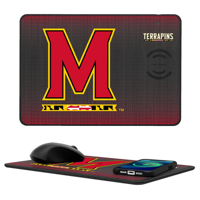 University of Maryland Terrapins Linen 15-Watt Wireless Charger and Mouse Pad