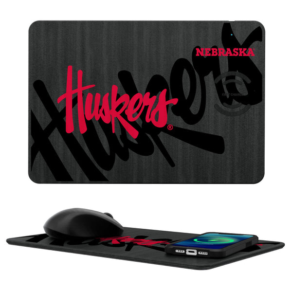 University of Nebraska Huskers Monocolor Tilt 15-Watt Wireless Charger and Mouse Pad