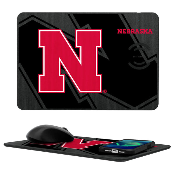 University of Nebraska Huskers Block N Monocolor Tilt 15-Watt Wireless Charger and Mouse Pad