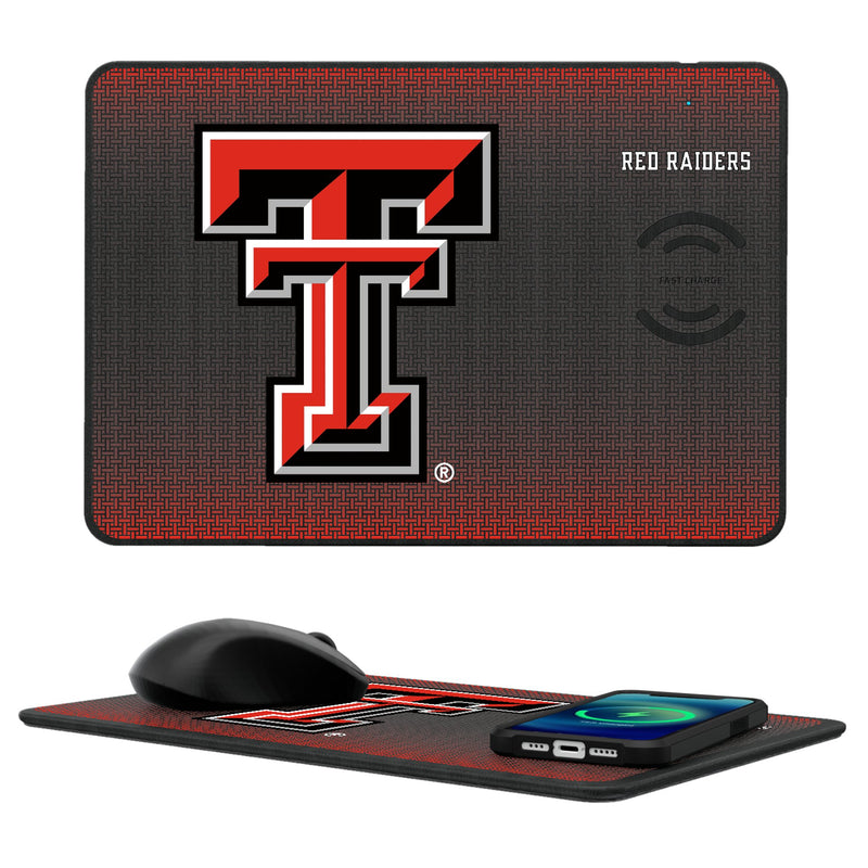 Texas Tech Red Raiders Linen 15-Watt Wireless Charger and Mouse Pad