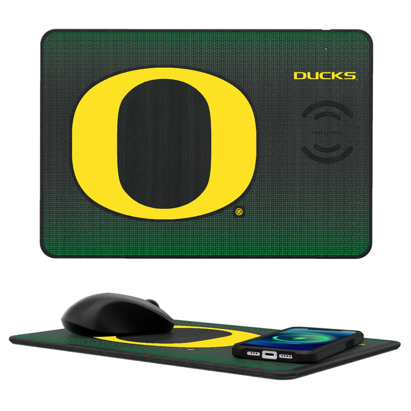 University of Oregon Ducks Linen 15-Watt Wireless Charger and Mouse Pad