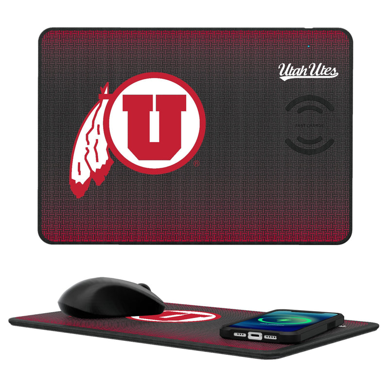 University of Utah Utes Linen 15-Watt Wireless Charger and Mouse Pad