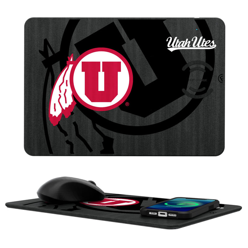 University of Utah Utes Monocolor Tilt 15-Watt Wireless Charger and Mouse Pad