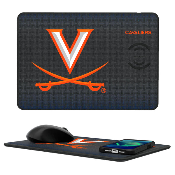 University of Virginia Cavaliers Linen 15-Watt Wireless Charger and Mouse Pad