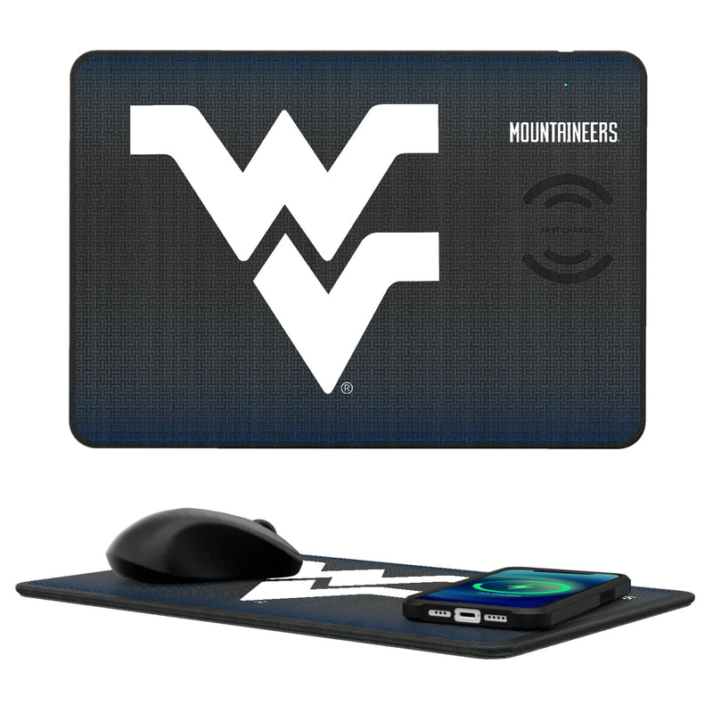 West Virginia University Mountaineers Linen 15-Watt Wireless Charger and Mouse Pad