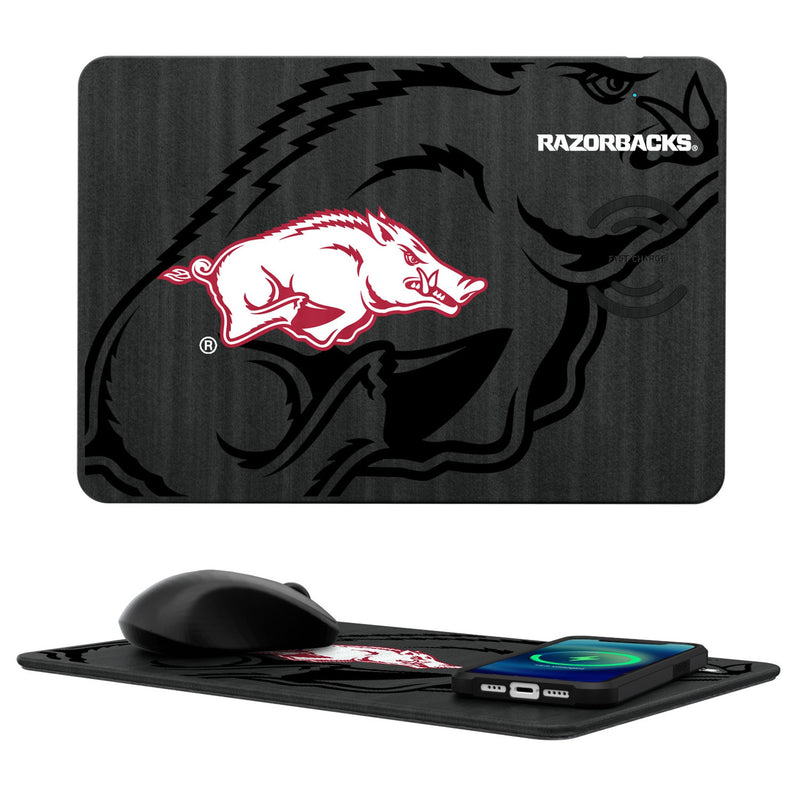 University of Arkansas Fayetteville Razorbacks Monocolor Tilt 15-Watt Wireless Charger and Mouse Pad