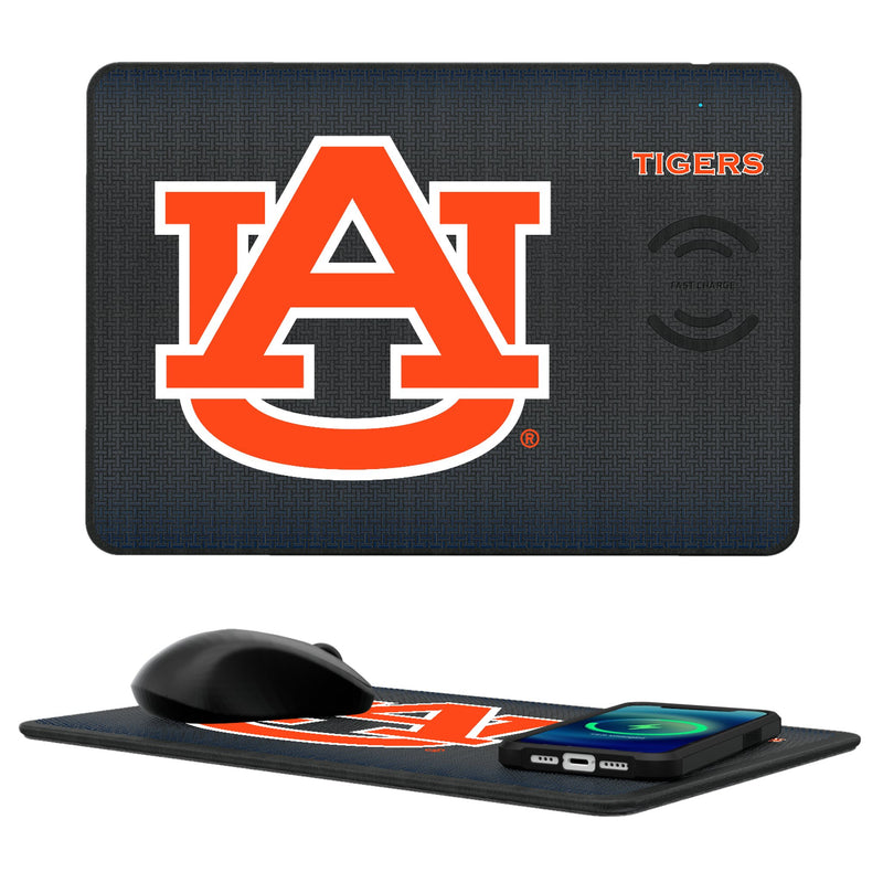 University of Auburn Tigers Linen 15-Watt Wireless Charger and Mouse Pad