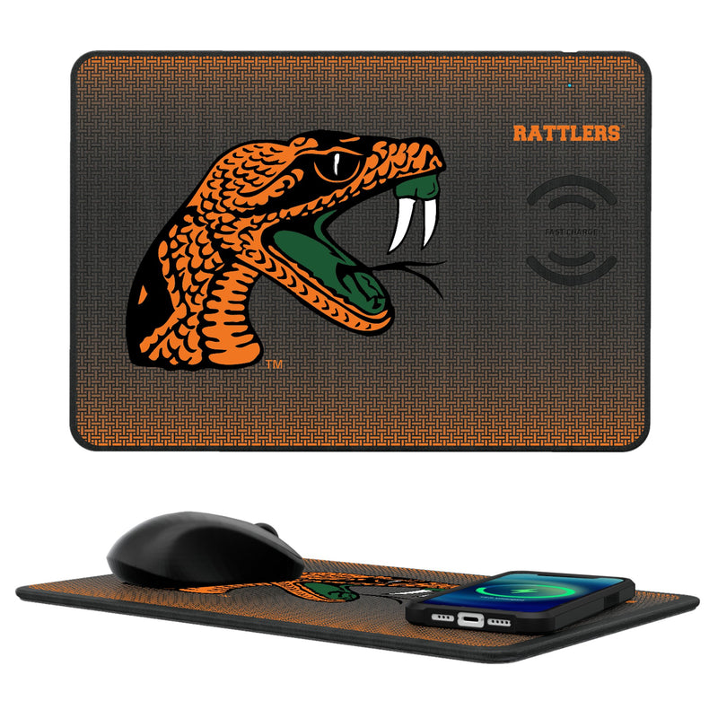 Florida A&M University Rattlers Linen 15-Watt Wireless Charger and Mouse Pad