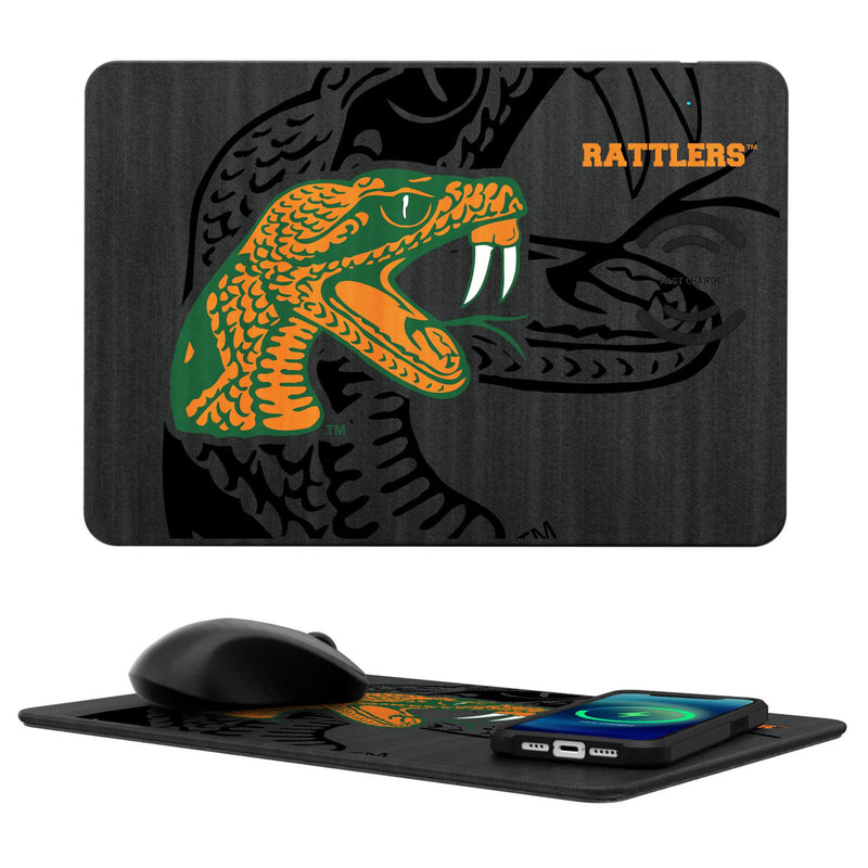 Florida A&M University Rattlers Monocolor Tilt 15-Watt Wireless Charger and Mouse Pad