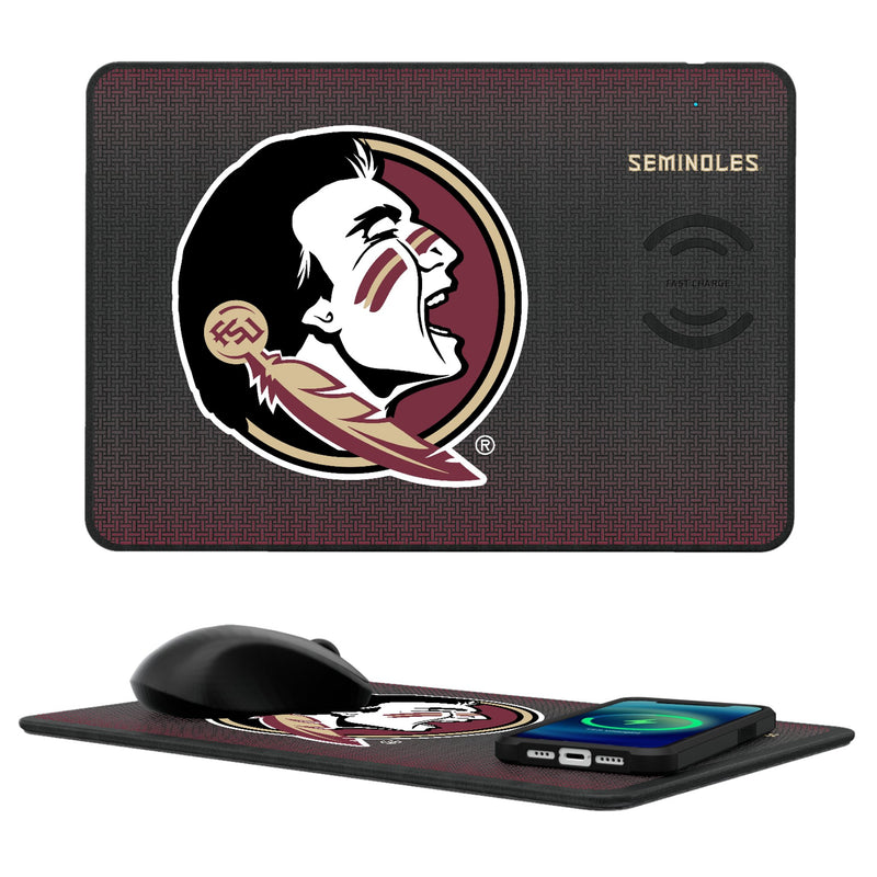 Florida State University Seminoles Linen 15-Watt Wireless Charger and Mouse Pad