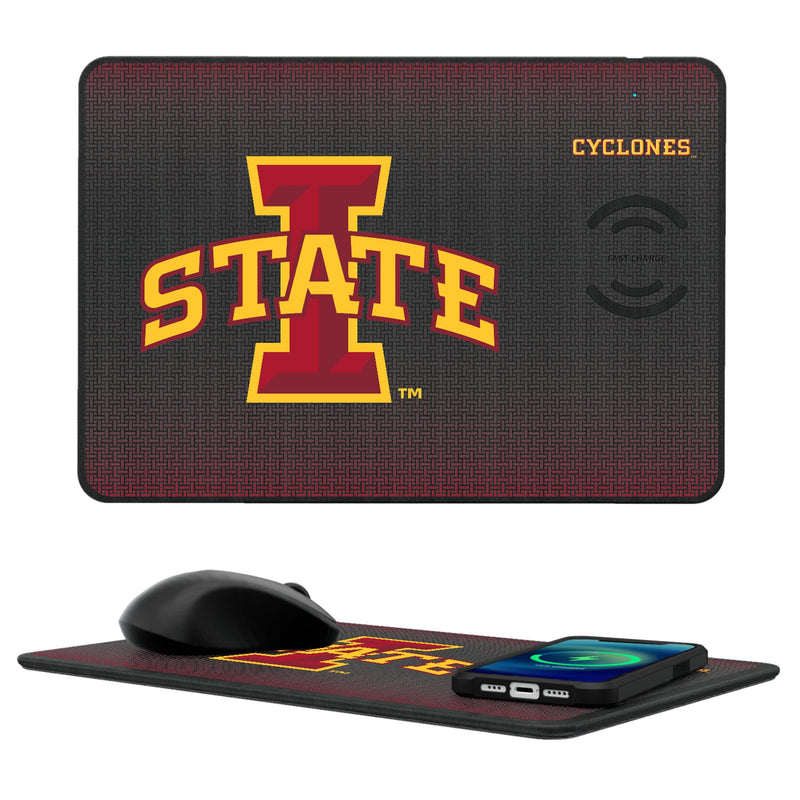 Iowa State University Cyclones Linen 15-Watt Wireless Charger and Mouse Pad