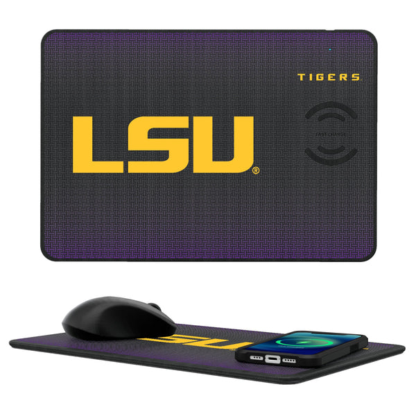 Louisiana State University Tigers Linen 15-Watt Wireless Charger and Mouse Pad