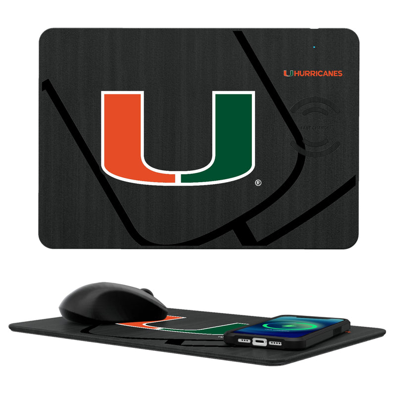 University of Miami Hurricanes Monocolor Tilt 15-Watt Wireless Charger and Mouse Pad