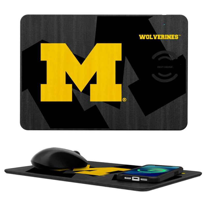 University of Michigan Wolverines Monocolor Tilt 15-Watt Wireless Charger and Mouse Pad