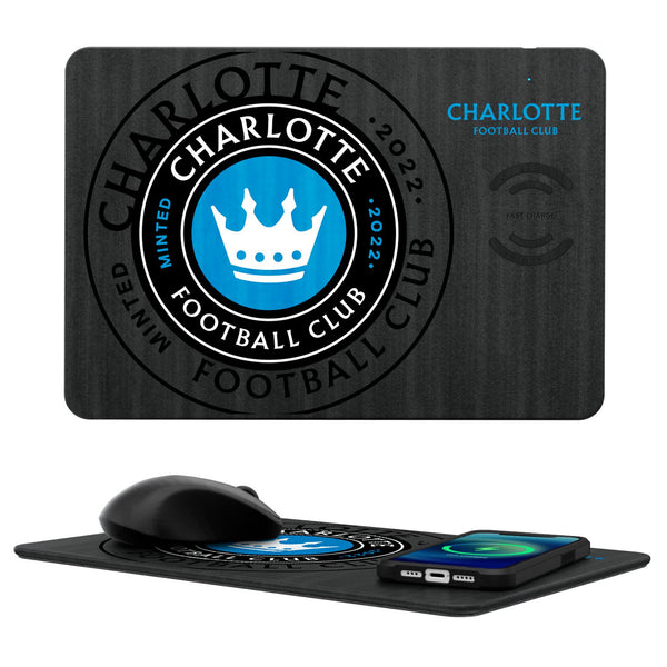 Charlotte FC  Monocolor Tilt 15-Watt Wireless Charger and Mouse Pad