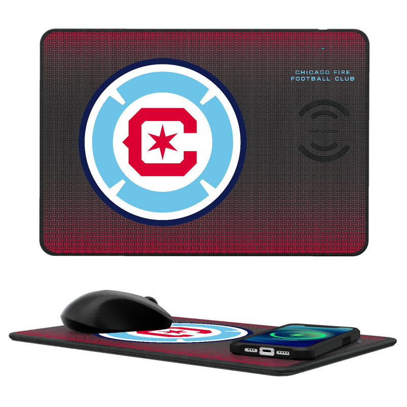 Chicago Fire  Linen 15-Watt Wireless Charger and Mouse Pad