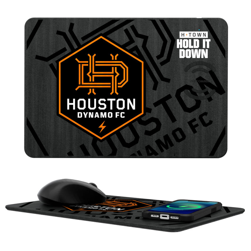 Houston Dynamo  Monocolor Tilt 15-Watt Wireless Charger and Mouse Pad