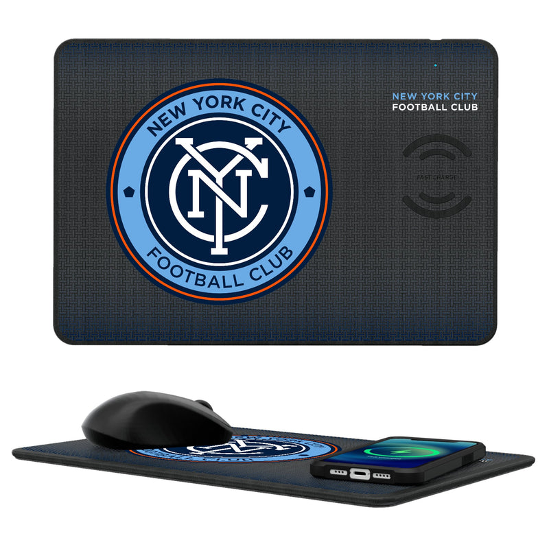 New York City FC  Linen 15-Watt Wireless Charger and Mouse Pad