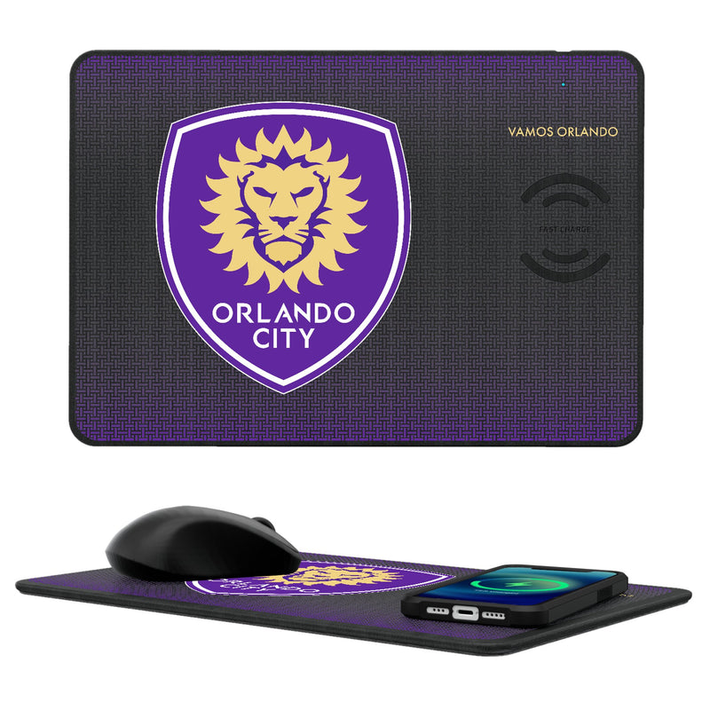 Orlando City Soccer Club  Linen 15-Watt Wireless Charger and Mouse Pad