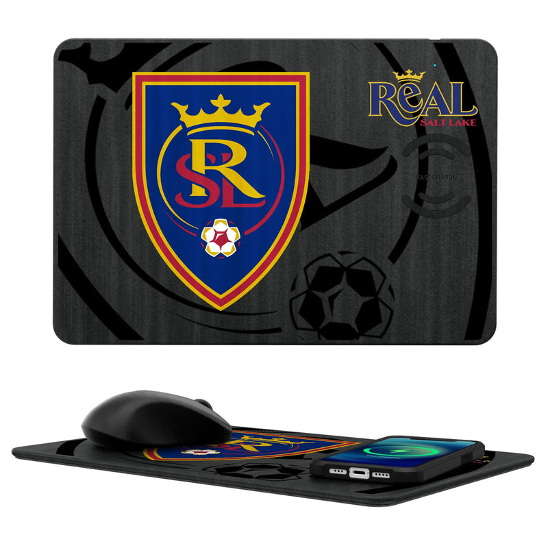 Real Salt Lake   Monocolor Tilt 15-Watt Wireless Charger and Mouse Pad