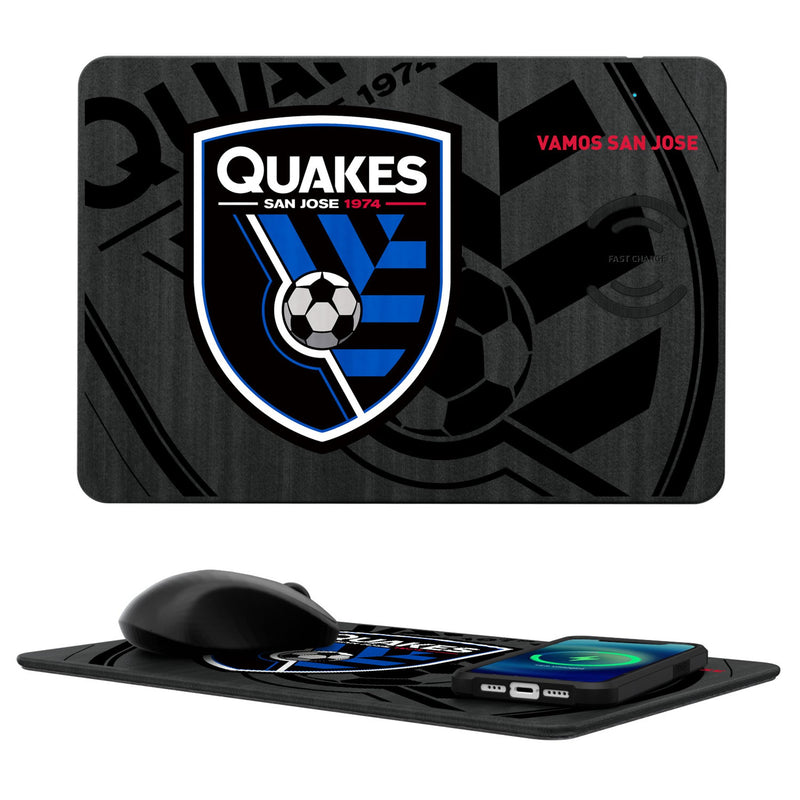 San Jose Earthquakes   Monocolor Tilt 15-Watt Wireless Charger and Mouse Pad