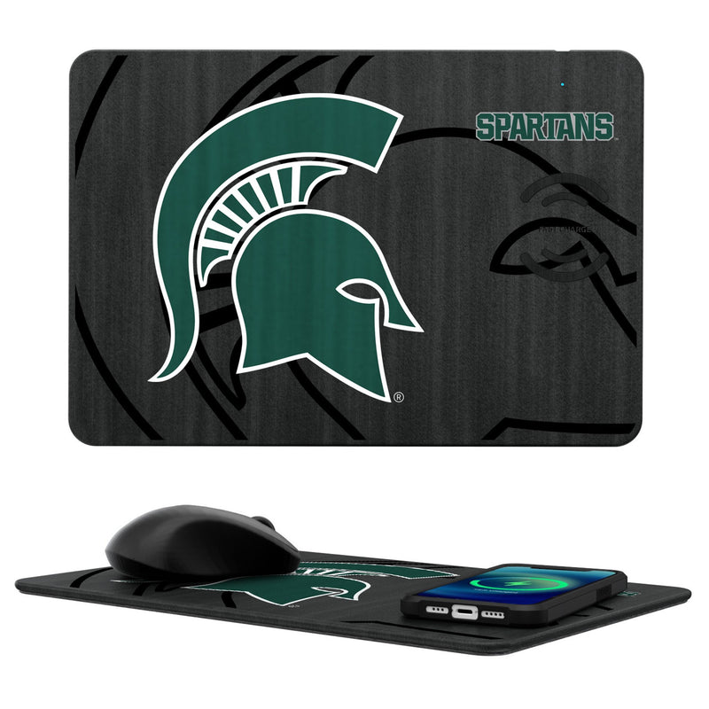 Michigan State University Spartans Monocolor Tilt 15-Watt Wireless Charger and Mouse Pad