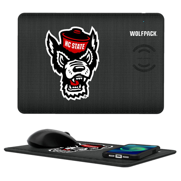 North Carolina State University Wolfpack Linen 15-Watt Wireless Charger and Mouse Pad