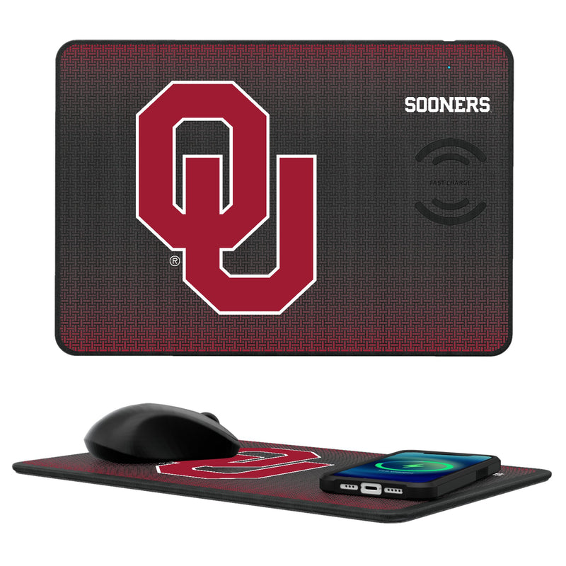 University of Oklahoma Sooners Linen 15-Watt Wireless Charger and Mouse Pad