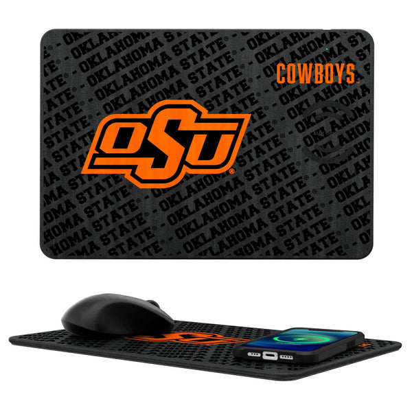 Oklahoma State University Cowboys Monocolor Tilt 15-Watt Wireless Charger and Mouse Pad