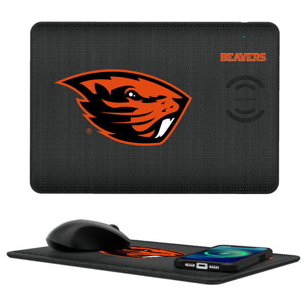 Oregon State University Beavers Linen 15-Watt Wireless Charger and Mouse Pad