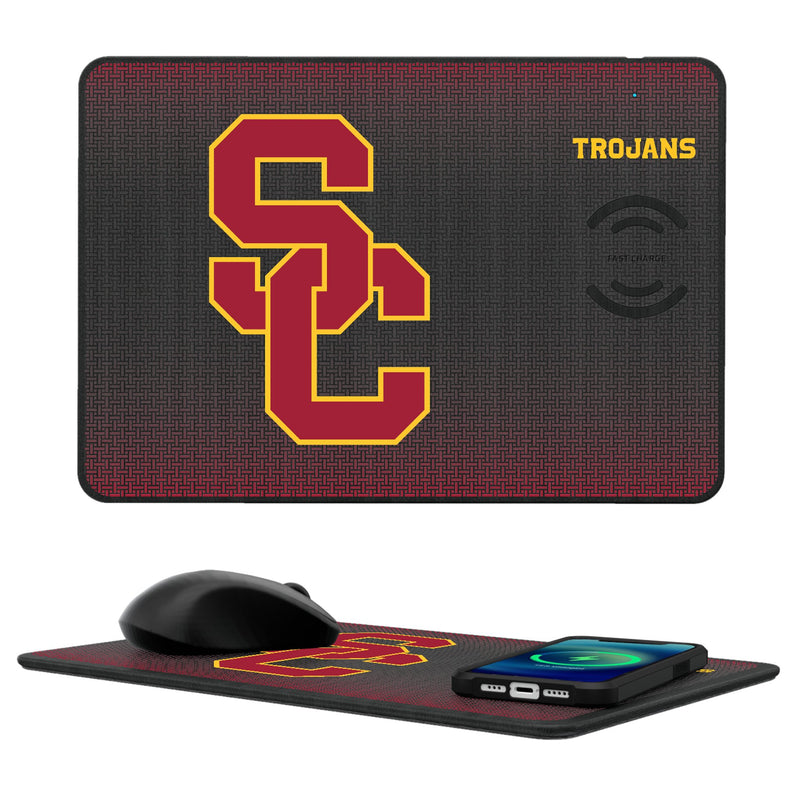 University of Southern California Trojans Linen 15-Watt Wireless Charger and Mouse Pad