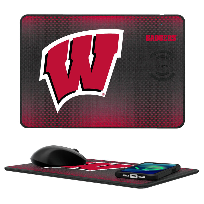 University of Wisconsin Badgers Linen 15-Watt Wireless Charger and Mouse Pad