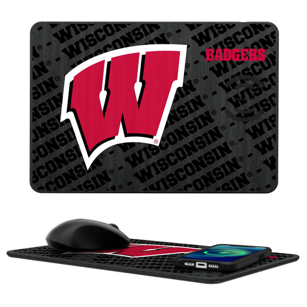 University of Wisconsin Badgers Monocolor Tilt 15-Watt Wireless Charger and Mouse Pad