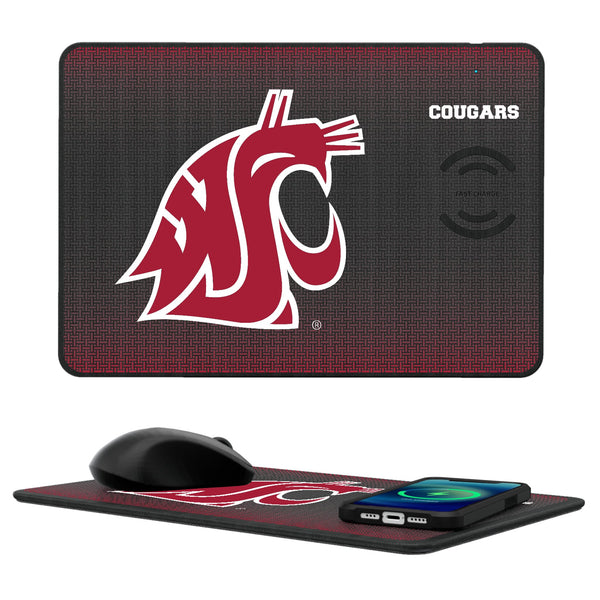 Washington State University Cougars Linen 15-Watt Wireless Charger and Mouse Pad