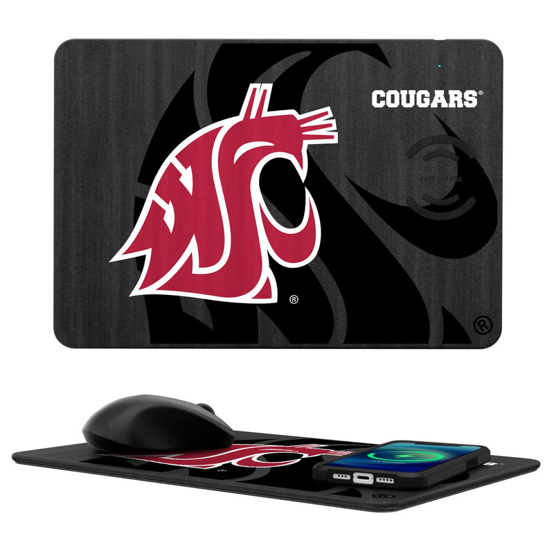 Washington State University Cougars Monocolor Tilt 15-Watt Wireless Charger and Mouse Pad