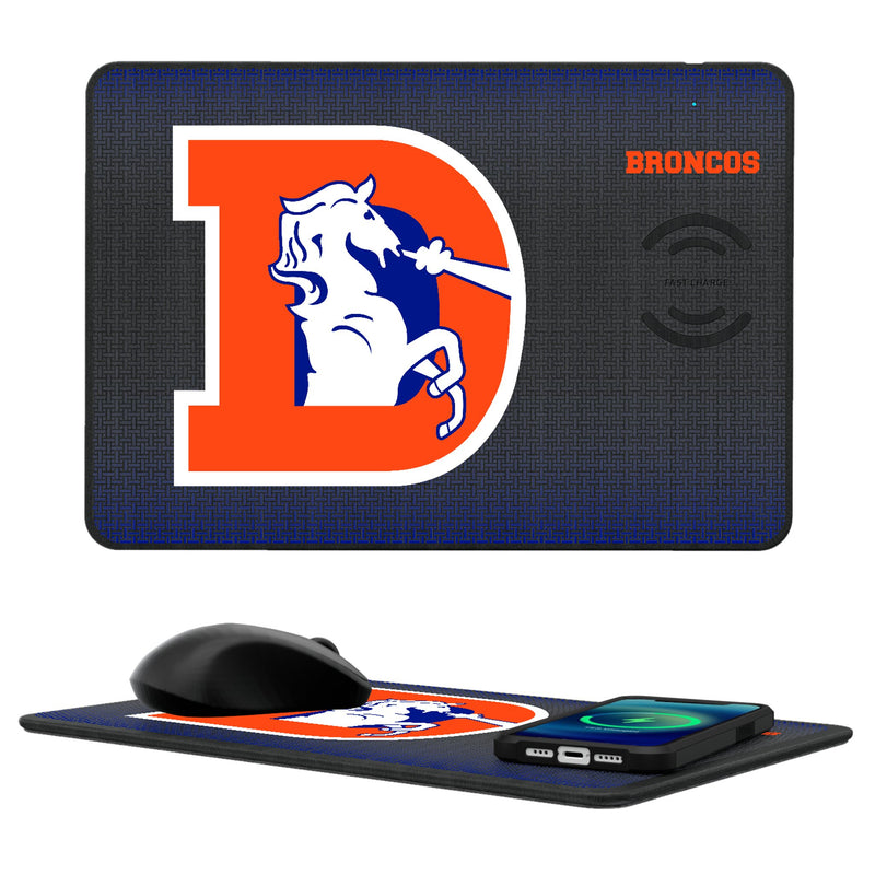 Denver Broncos 1993-1996 Historic Collection Linen 15-Watt Wireless Charger and Mouse Pad