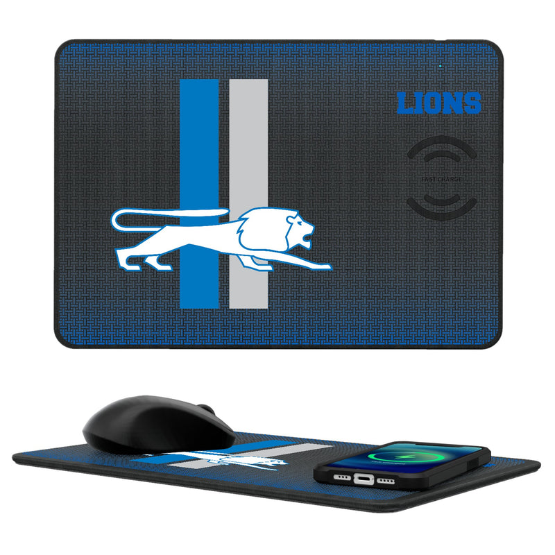 Detroit Lions Retro Linen 15-Watt Wireless Charger and Mouse Pad