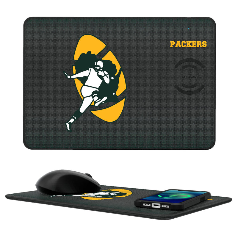 Green Bay Packers Historic Collection Linen 15-Watt Wireless Charger and Mouse Pad