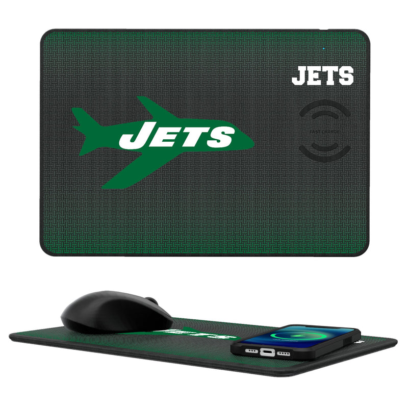 New York Jets 1963 Historic Collection Linen 15-Watt Wireless Charger and Mouse Pad